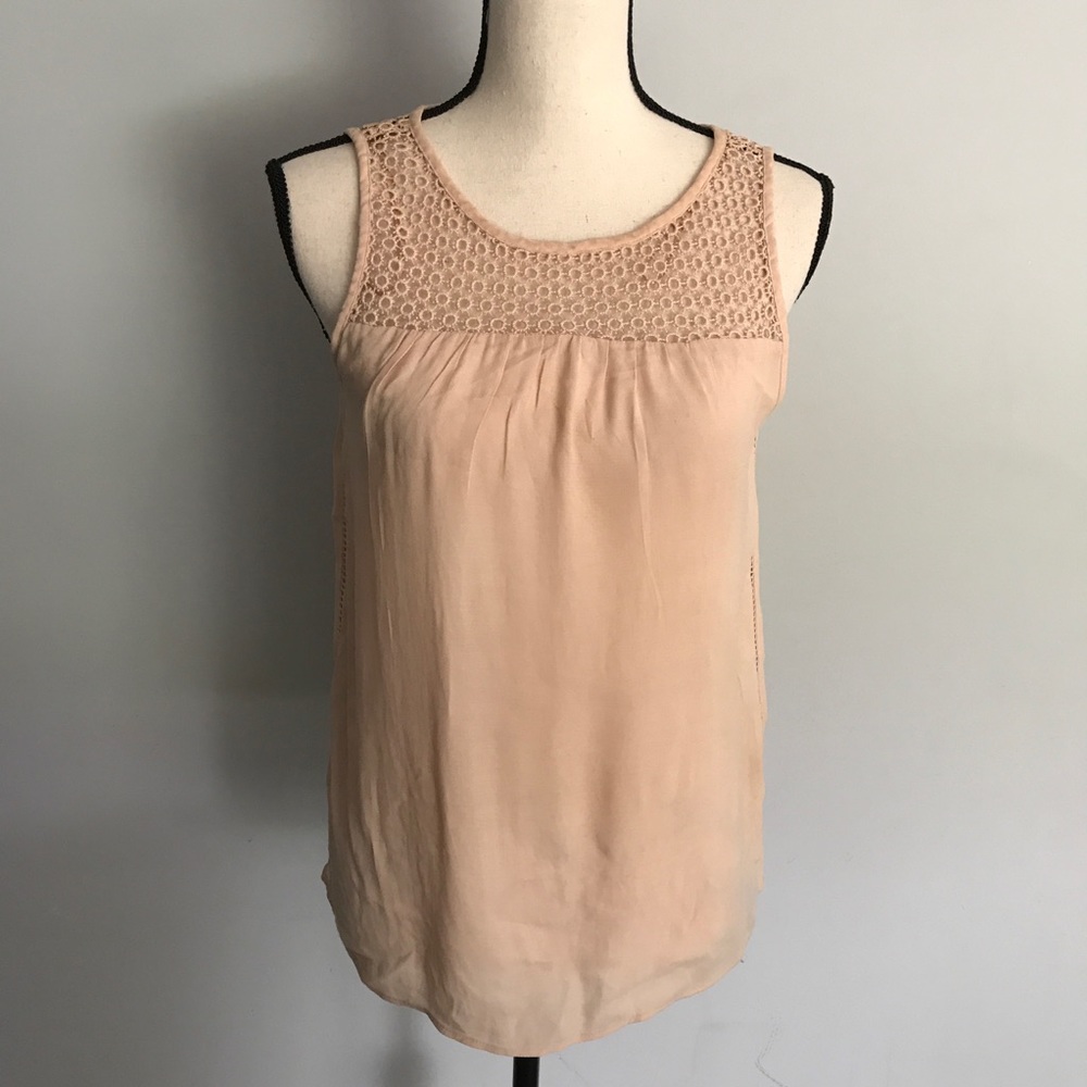 Zara basic eyelet sleeveless top tank peach XS